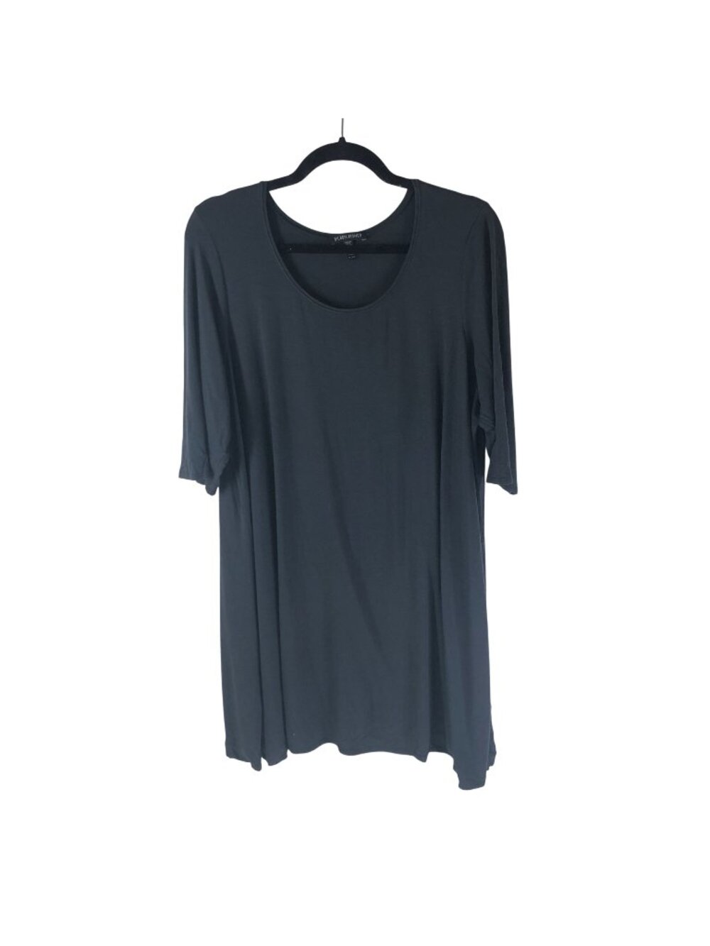 Eileen Fisher Womens Black Shift Dress XL Viscose Blend Stretch Scoop Neck